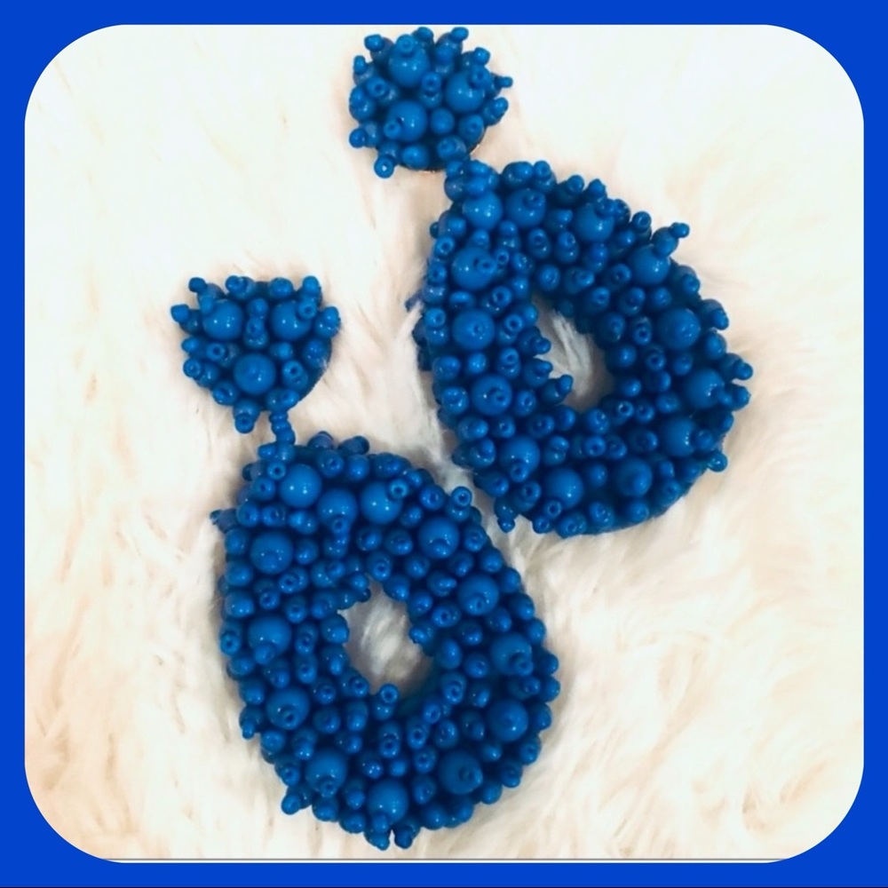 ✨NEW PUFFY BEADED EARRINGS IN BLUE -DROP STUD